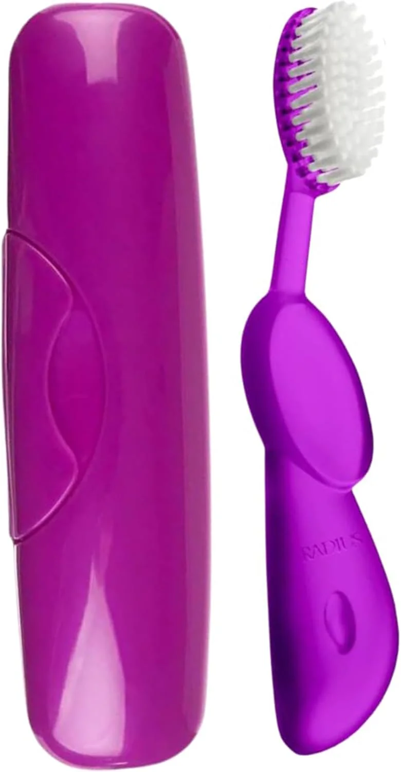 مسواک بزرگ اورجینال RADIUS، فاقد BPA و مورد تایید ADA - دست راست - مسواک بنفش با جعبه بنفش مسواک بزرگ اورجینال RADIUS، فاقد BPA و مورد تایید ADA - دست راست - مسواک بنفش با جعبه بنفش