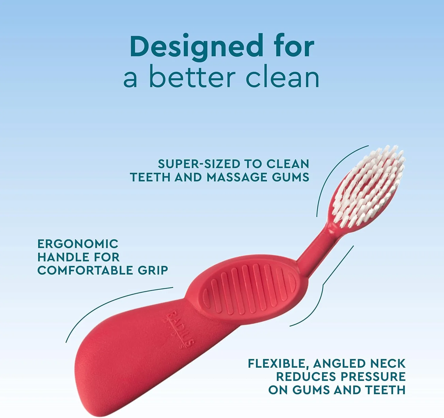 مسواک RADIUS Flex Brush با برس نرم، بدون BPA و مورد تایید ADA، طراحی شده برای بهبود سلامت لثه و کاهش مشکلات - دست راست - سیاه/سفید - بسته 1 عددی مسواک RADIUS Flex Brush با برس نرم، بدون BPA و مورد تایید ADA، طراحی شده برای بهبود سلامت لثه و کاهش مشکلات - دست راست - سیاه/سفید - بسته 1 عددی