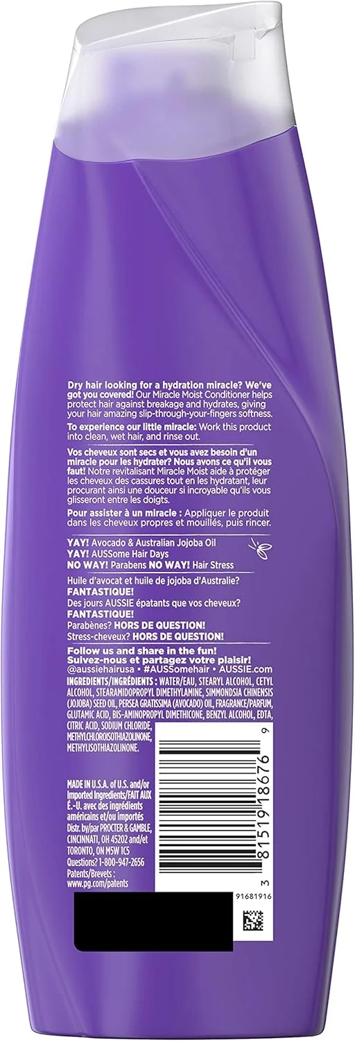 نرم کننده موی خشک آوسی Miracle Moist بدون پارابن حاوی روغن آووکادو و جوجوبا، رایحه مرکبات، 358 میلی لیتر نرم کننده موی خشک آوسی Miracle Moist بدون پارابن حاوی روغن آووکادو و جوجوبا، رایحه مرکبات، 358 میلی لیتر