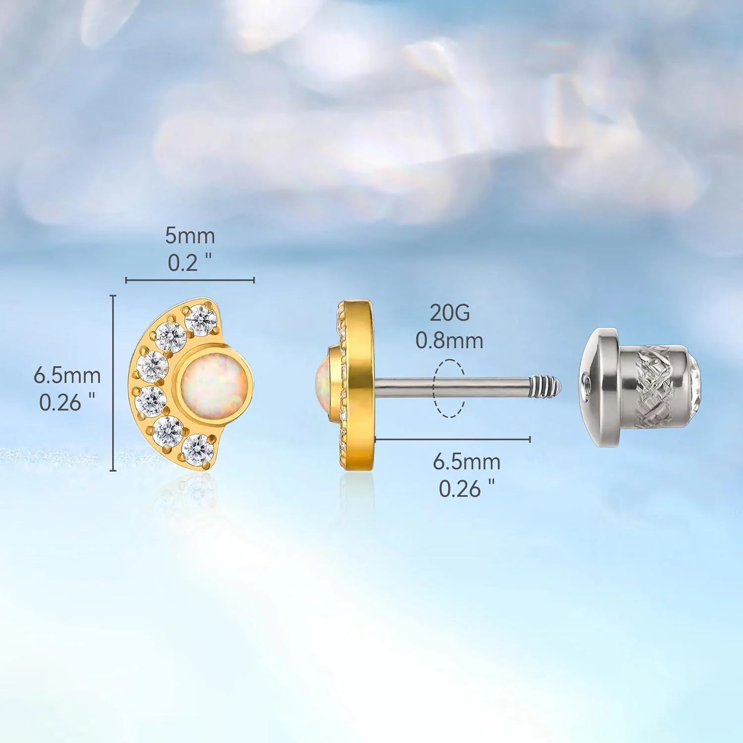 گوشواره های ضد حساسیت لیمرنسیا G23 تیتانیوم ایمپلنت گرید با پشت پیچی، تراگوس 20G، مارپیچ F136، میله پیرسینگ برای غضروف گوش های حساس گوشواره های ضد حساسیت لیمرنسیا G23 تیتانیوم ایمپلنت گرید با پشت پیچی، تراگوس 20G، مارپیچ F136، میله پیرسینگ برای غضروف گوش های حساس