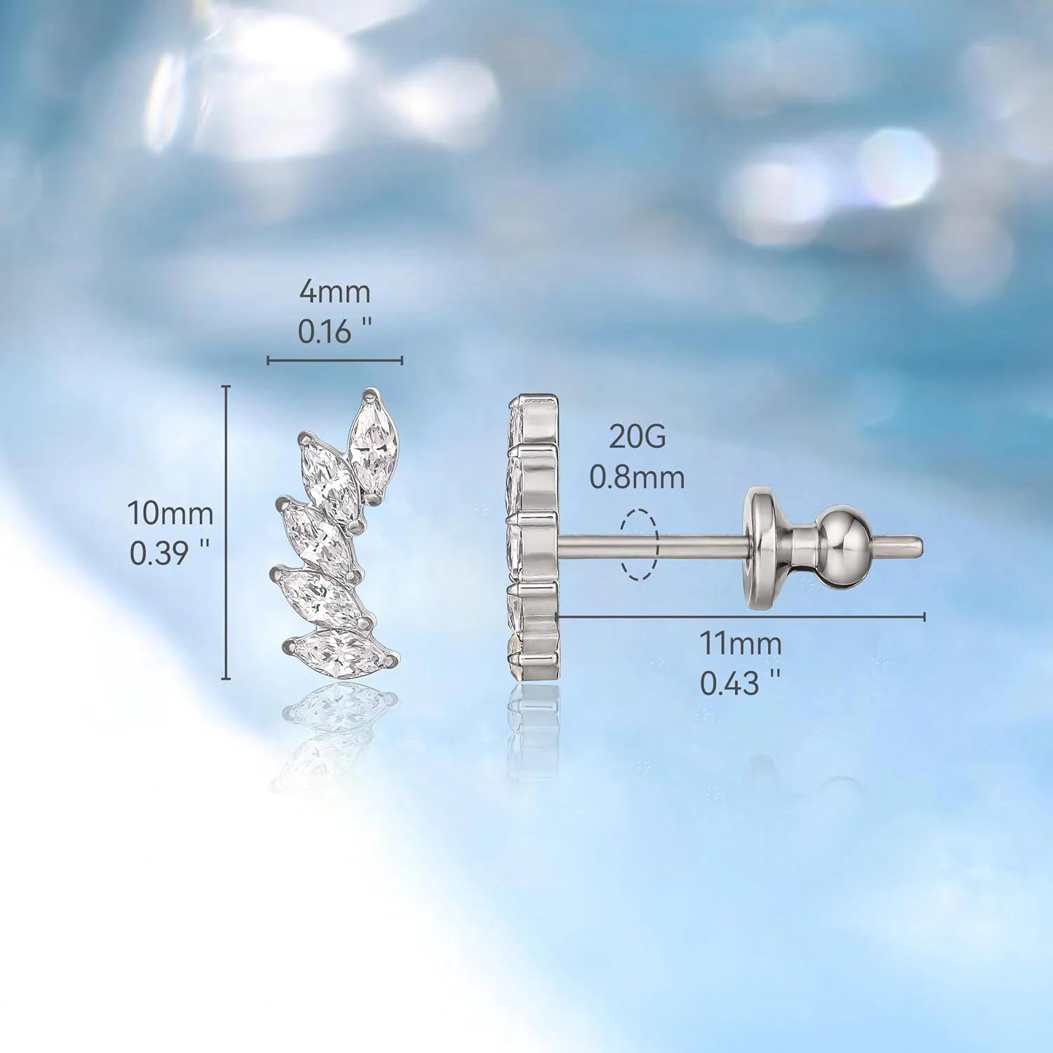 گوشواره های میخی تیتانیومی خالص ضد حساسیت Limerencia F136، گوشواره های ظریف زیرکونیا مکعبی G23 برای گوش های حساس بانوان گوشواره های میخی تیتانیومی خالص ضد حساسیت Limerencia F136، گوشواره های ظریف زیرکونیا مکعبی G23 برای گوش های حساس بانوان