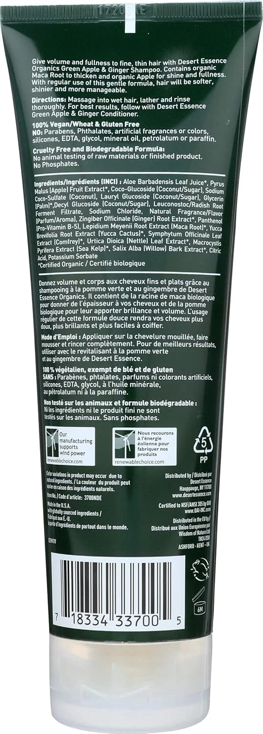 شامپو سیب سبز و زنجبیل ارگانیک Desert Essence، 236 میلی لیتر شامپو سیب سبز و زنجبیل ارگانیک Desert Essence، 236 میلی لیتر