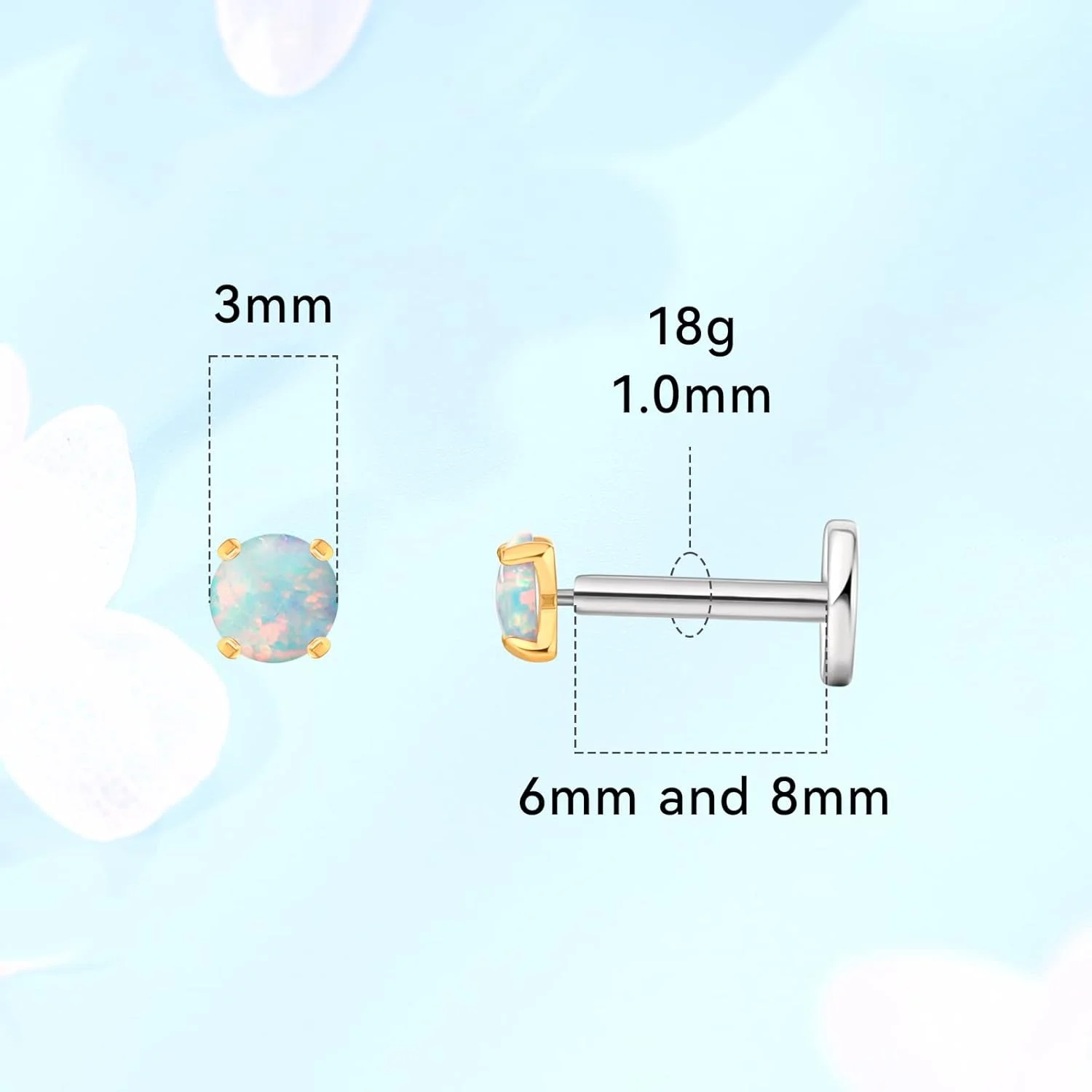 گوشواره های میخی پشت صاف 18 گرمی ضد حساسیت Limerencia G23 | پیرسینگ های تیتانیومی گرید ایمپلنت F136 فشاری بدون رزوه مناسب برای غضروف، مارپیچ، لبرت، لب، مونرو، تراگوس گوشواره های میخی پشت صاف 18 گرمی ضد حساسیت Limerencia G23 | پیرسینگ های تیتانیومی گرید ایمپلنت F136 فشاری بدون رزوه مناسب برای غضروف، مارپیچ، لبرت، لب، مونرو، تراگوس