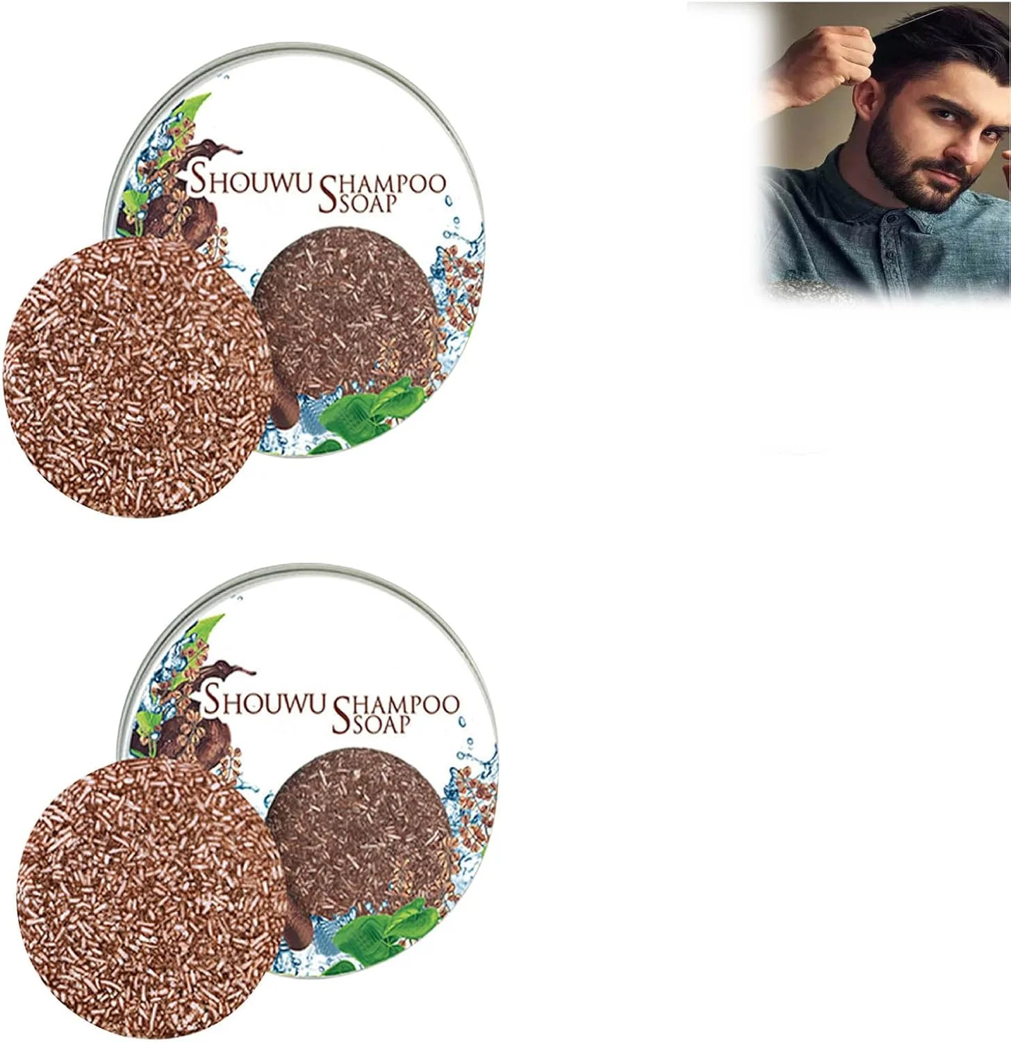 شامپو بار تیره کننده مو، شامپو چند گیاهی Polygonum Multiflorum TDMKTtural، شامپو و نرم کننده حجم دهنده مو ارگانیک، کمک به توقف ریزش مو، تقویت رشد مو (2 عدد)