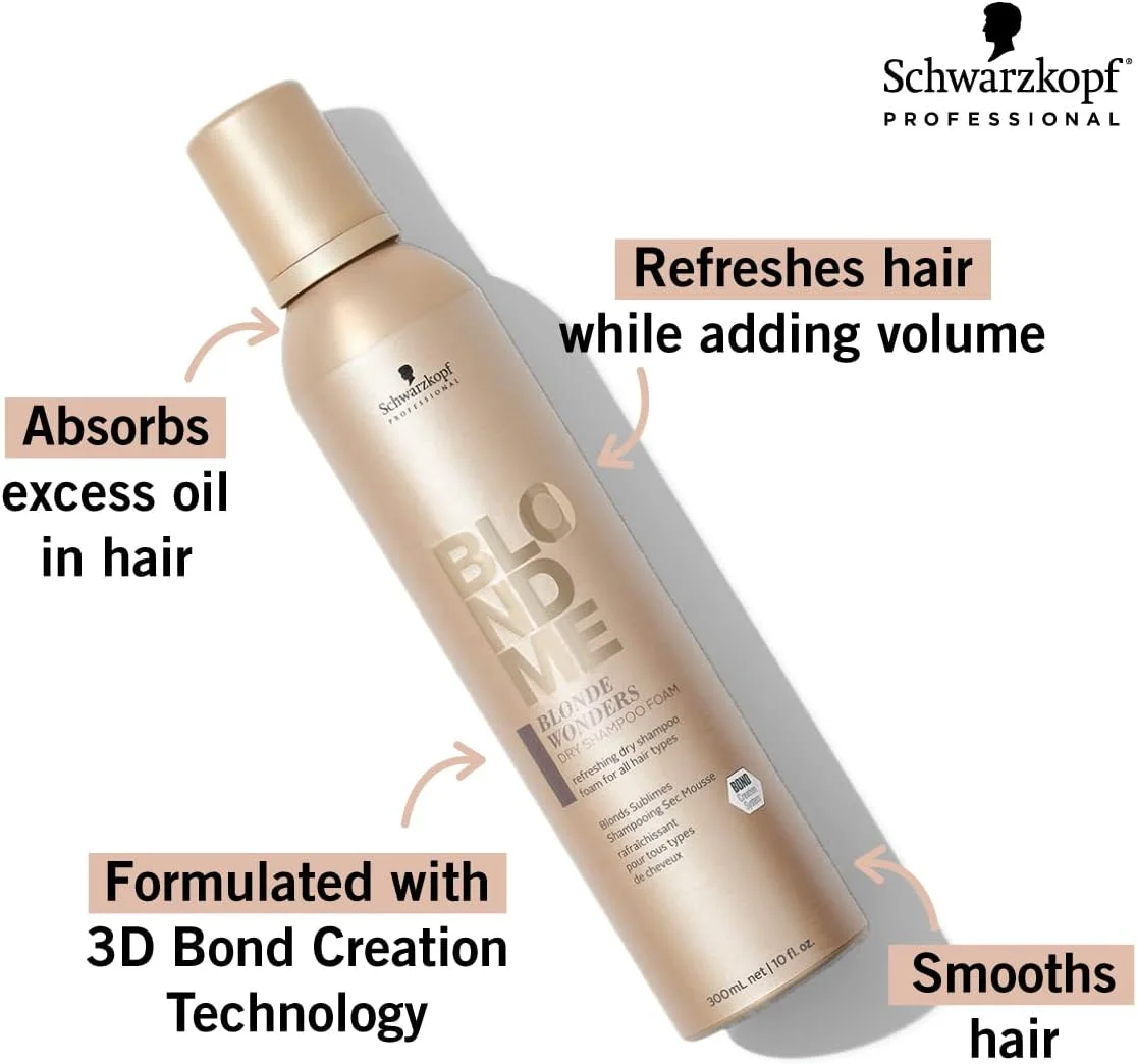 فوم شامپو خشک بلوند می واندرز – شامپو حجم دهنده برای موهای بلوند رنگ شده و طبیعی - تقویت کننده پیوندهای مو و جذب کننده چربی اضافی - مناسب برای انواع مو، 300 میلی لیتر