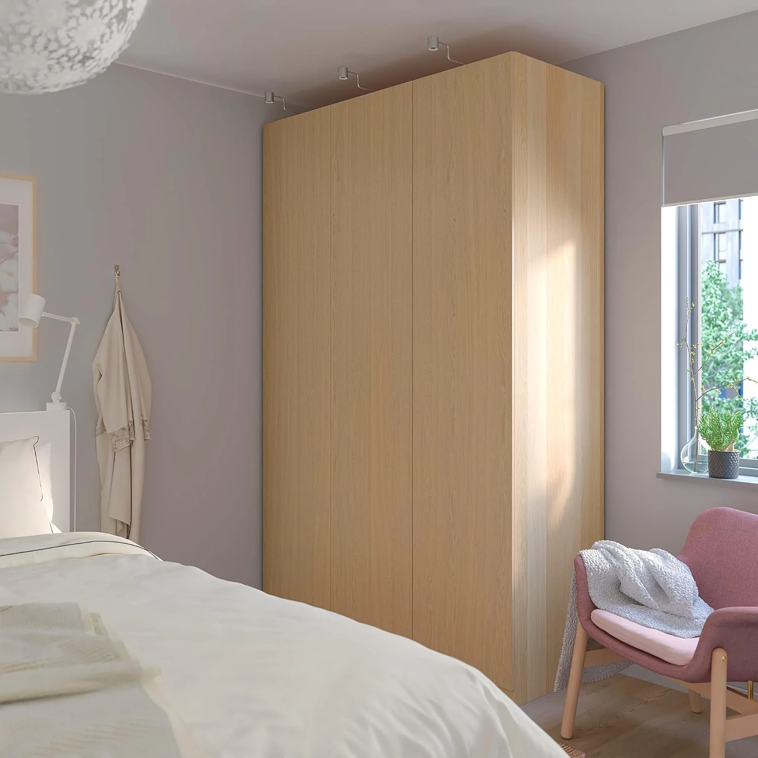 کمد لباس PAX/FORSAND، ۱۵۰x۶۰x۲۳۶ سانتی متر، طرح بلوط سفید رنگ شده/طرح بلوط سفید رنگ شده