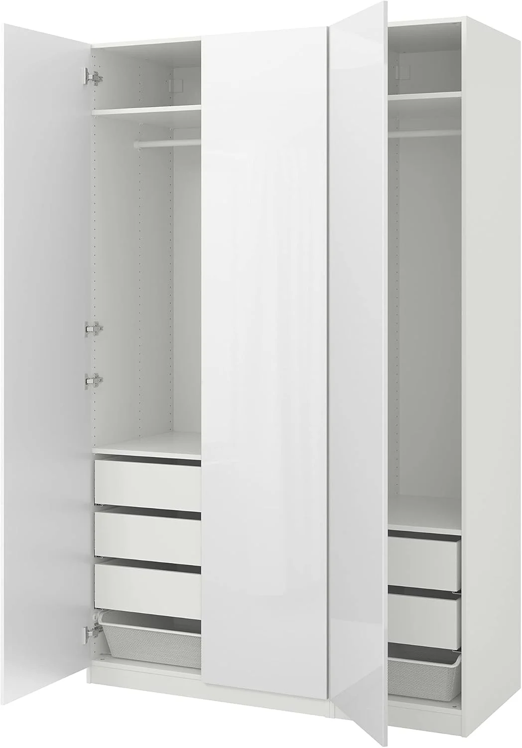 کمد لباس FARDAL/PAX، ۱۵۰x۶۰x۲۳۶ سانتی متر، سفید/براق/سفید