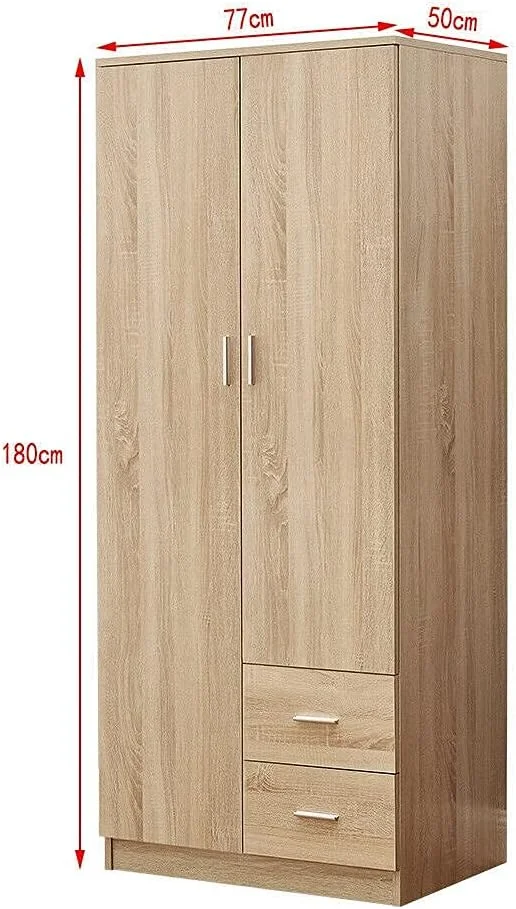 کمد لباس دو درب اسپریت کیدز مدل ZGMCGD با 2 کشو، رنگ بلوط، مناسب برای نگهداری وسایل اتاق خواب