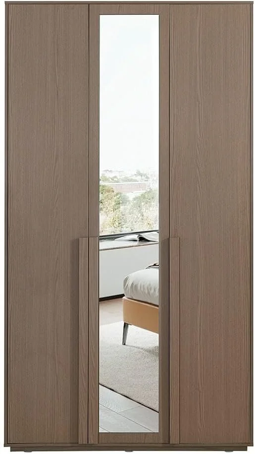 کمد لباس 3 درب آلیسون با آینه دانوب هوم | کمد لباس محکم | طراحی مدرن و صرفه جویی در فضا با درب لولایی مناسب اتاق خواب، ابعاد 121.5x57x220 سانتی متر - بلوط طبیعی