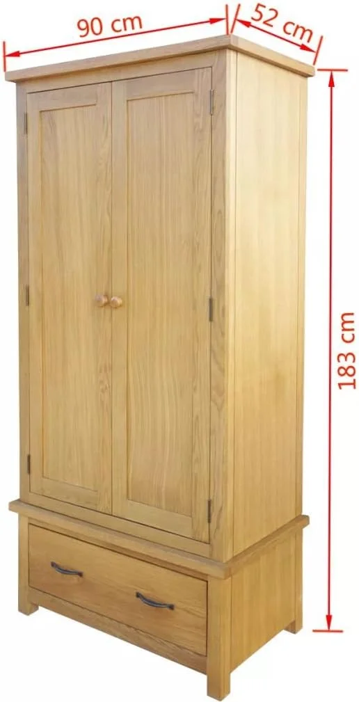 کمد لباس با ۱ کشو، بلوط، ۹۰x۵۲x۱۸۳ سانتی متر، مناسب اتاق نشیمن - بلوط