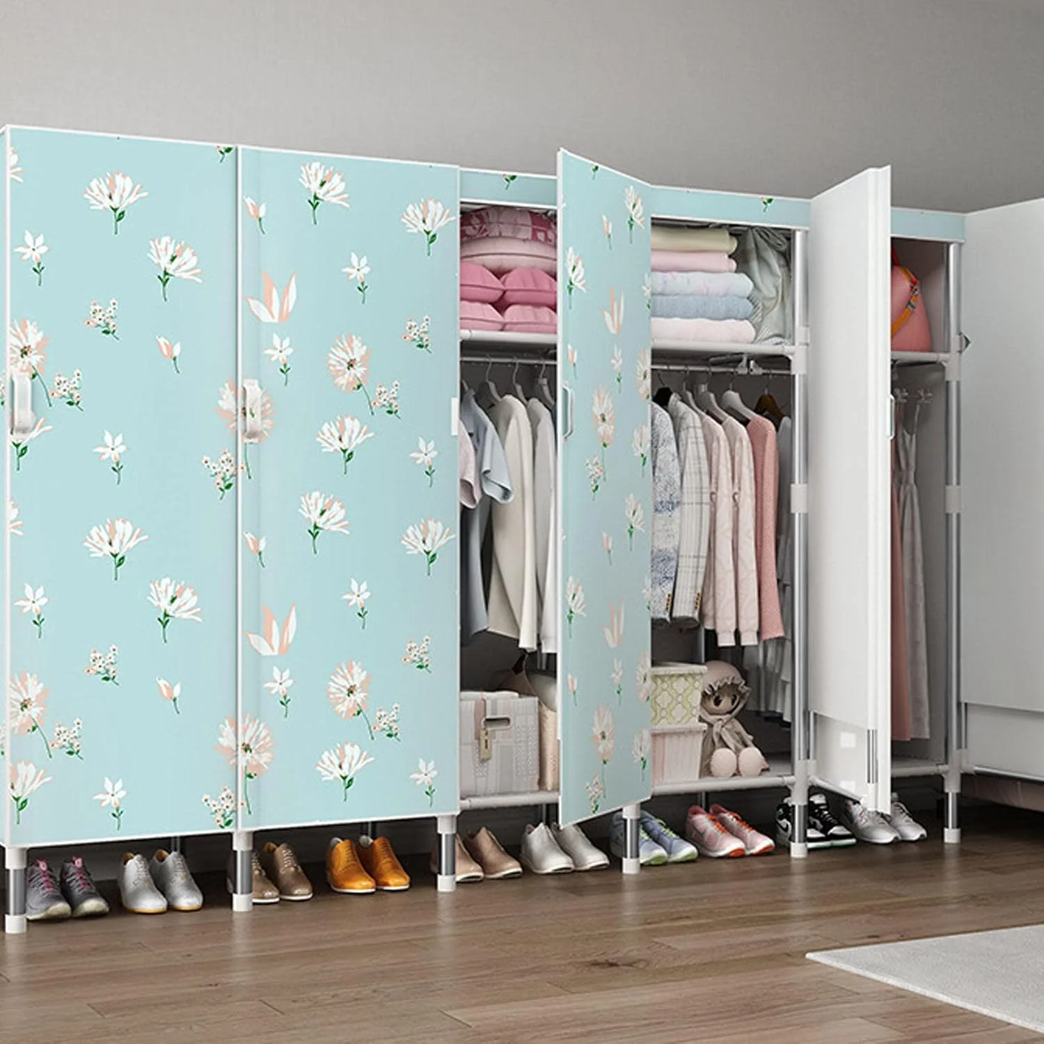 کمد لباس پارچه ای بزرگ با ریل آویز، مناسب برای اتاق خواب و نشیمن