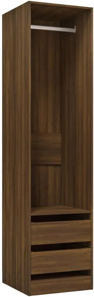 محصولات خانگی-کمد لباس با کشو بلوطی قهوه ای 50x50x200 سانتی متر چوب مهندسی شده