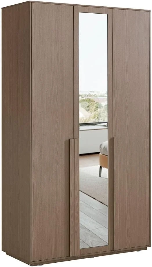 کمد لباس 3 درب آلیسون با آینه دانوب هوم | کمد لباس محکم | طراحی مدرن و صرفه جویی در فضا با درب لولایی مناسب اتاق خواب، ابعاد 121.5x57x220 سانتی متر - بلوط طبیعی