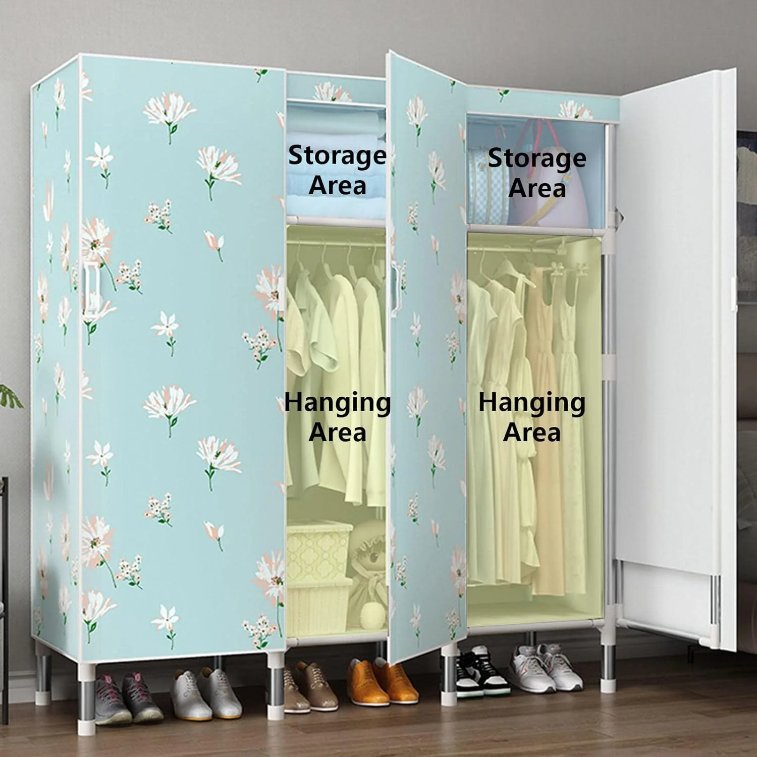 کمد لباس پارچه ای بزرگ با ریل آویز، مناسب برای اتاق خواب و نشیمن