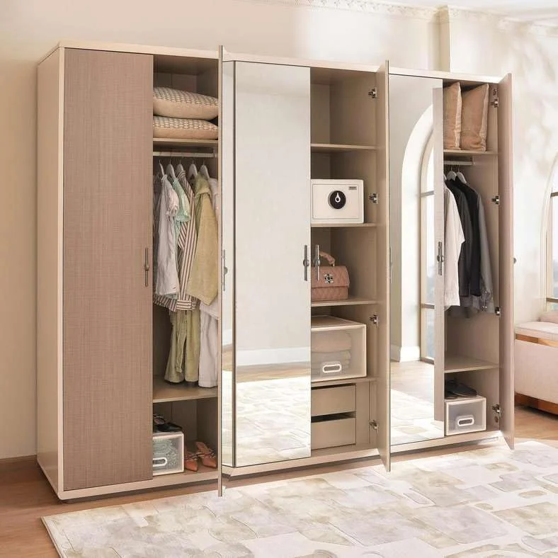 کمد لباس 6 درب دومتیلا پان هوم - کرم قهوه ای روشن