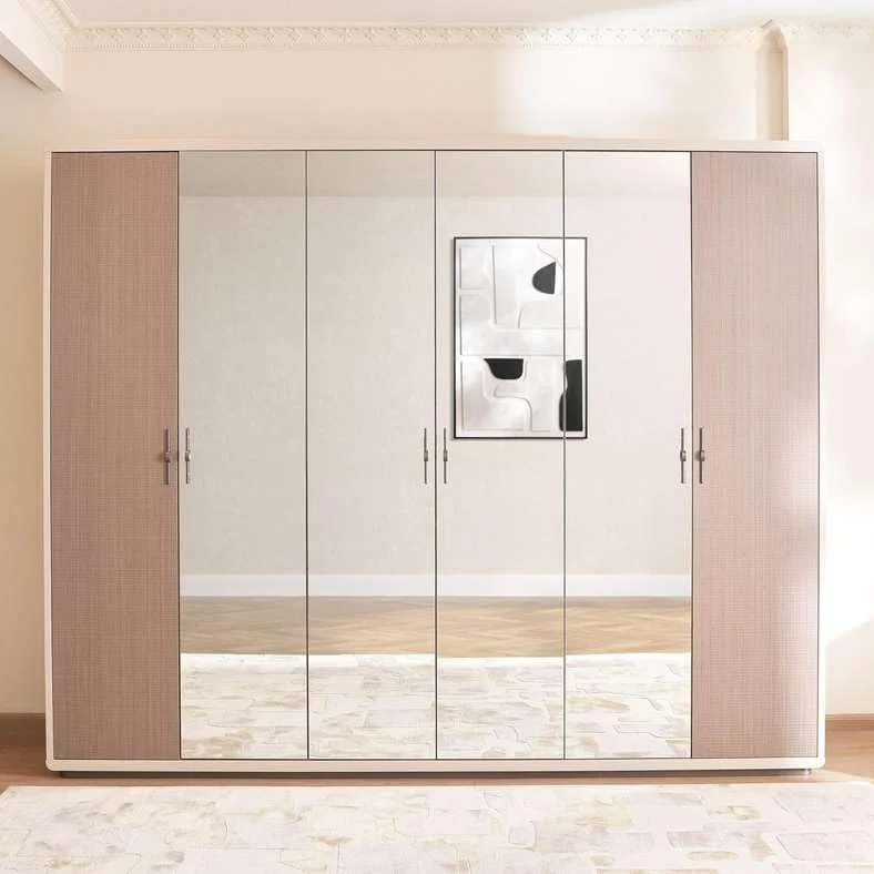 کمد لباس 6 درب دومتیلا پان هوم - کرم قهوه ای روشن