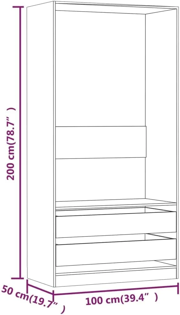 محصولات خانگی - کمد لباس بلوطی قهوه ای 100x50x200 سانتی متر چوب مهندسی شده