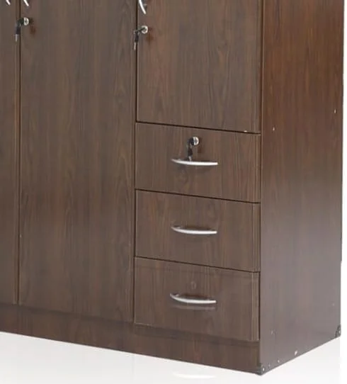 کمد لباس 3 درب ALWASIT HOME برای اتاق خواب با قفسه و فضای آویز، 3 کشو | کمد لباس 3 درب چوبی | کمد چوبی مهندسی شده | لوازم نگهداری منزل (بلوطی تیره)