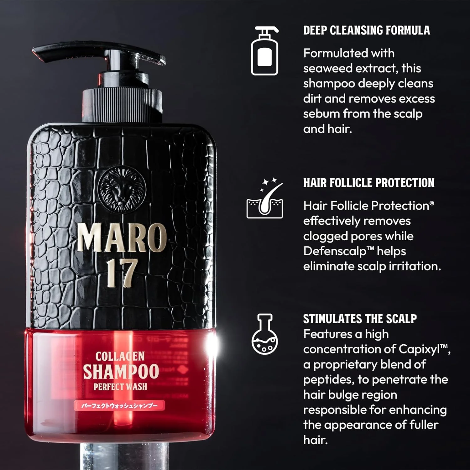شامپو مو کلاژن مردانه MARO 17 Perfect Wash، محصول ژاپن، حاوی کمپلکس پپتیدی برای پاکسازی پوست سر، از بین بردن چربی اضافی، تقویت و ضخیم کردن موهای نازک شامپو مو کلاژن مردانه MARO 17 Perfect Wash، محصول ژاپن، حاوی کمپلکس پپتیدی برای پاکسازی پوست سر، از بین بردن چربی اضافی، تقویت و ضخیم کردن موهای نازک