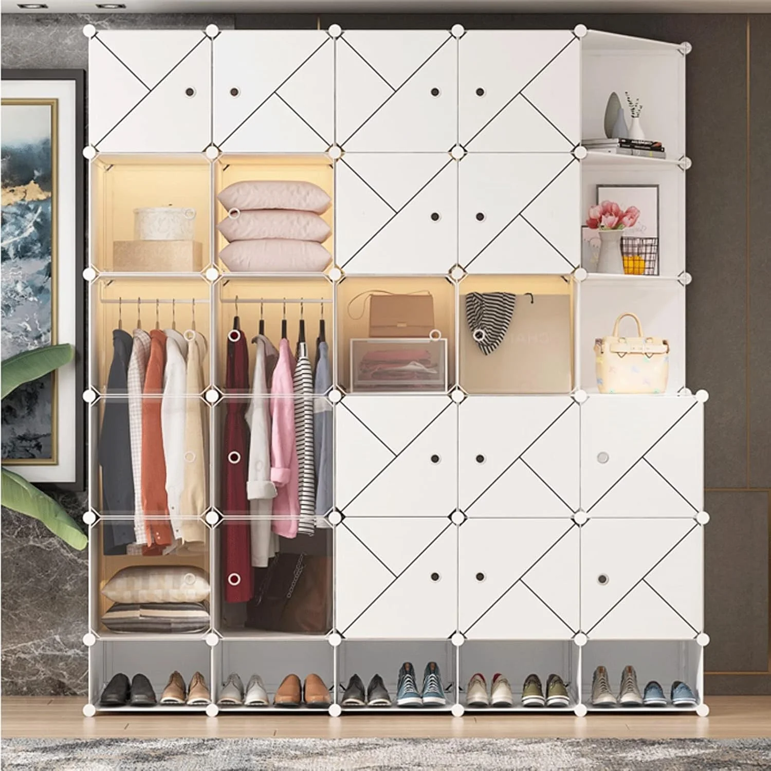 کمد لباس ترکیبی CYairong-22، کمد لباس قابل حمل، کمد مکعبی تاشو با ریل لباس، کمد ترکیبی، سازمان دهنده ذخیره سازی کابینت مدولار، مونتاژ سریع و آسان (B) کمد لباس ترکیبی CYairong-22، کمد لباس قابل حمل، کمد مکعبی تاشو با ریل لباس، کمد ترکیبی، سازمان دهنده ذخیره سازی کابینت مدولار، مونتاژ سریع و آسان (B)