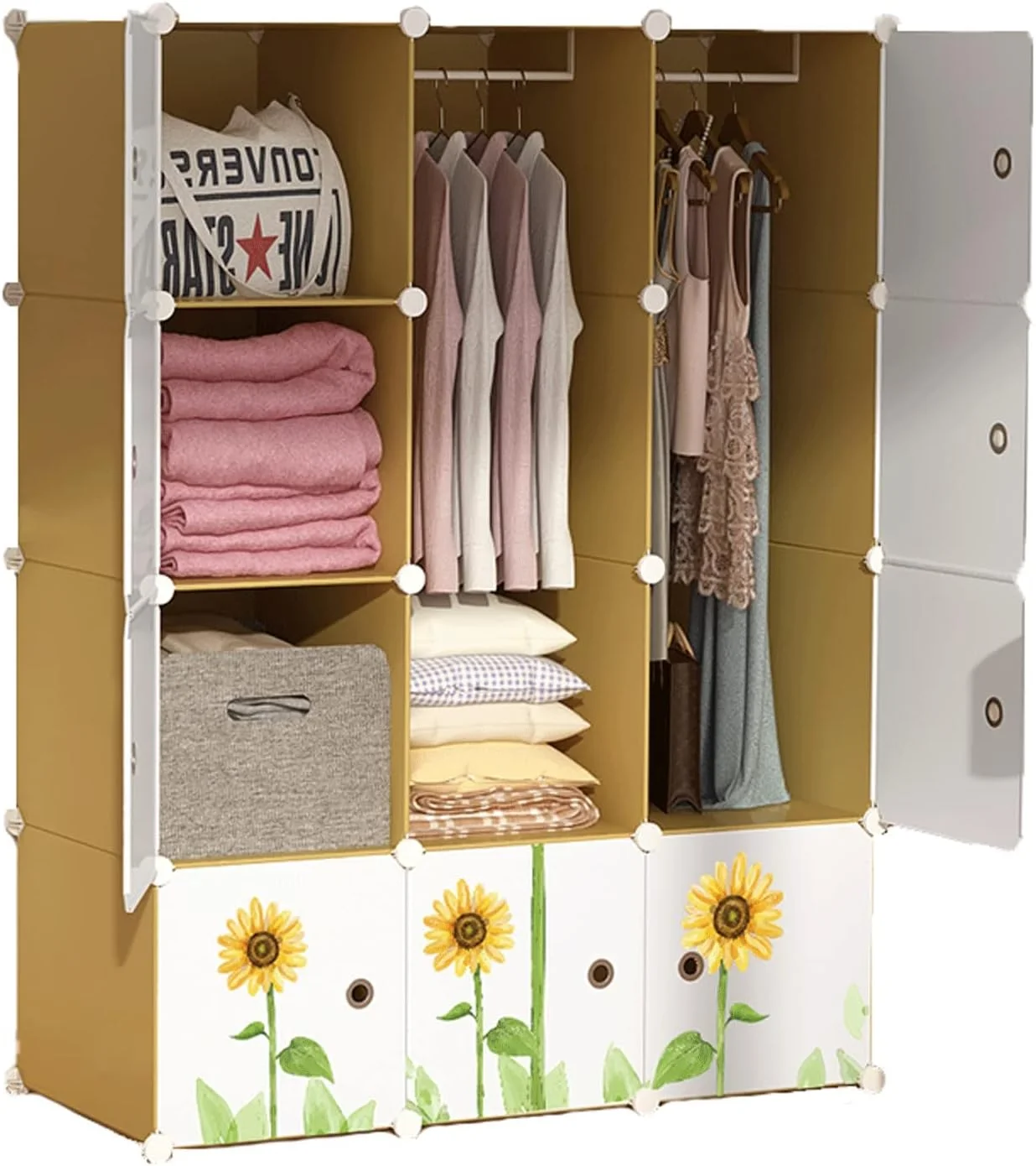 کمد لباس ترکیبی CYairong-22، کمد لباس قابل حمل، کمد ماژولار، قفسه کتاب، اسباب بازی، حوله، سازمان دهنده ایده آل، مونتاژ سریع و آسان