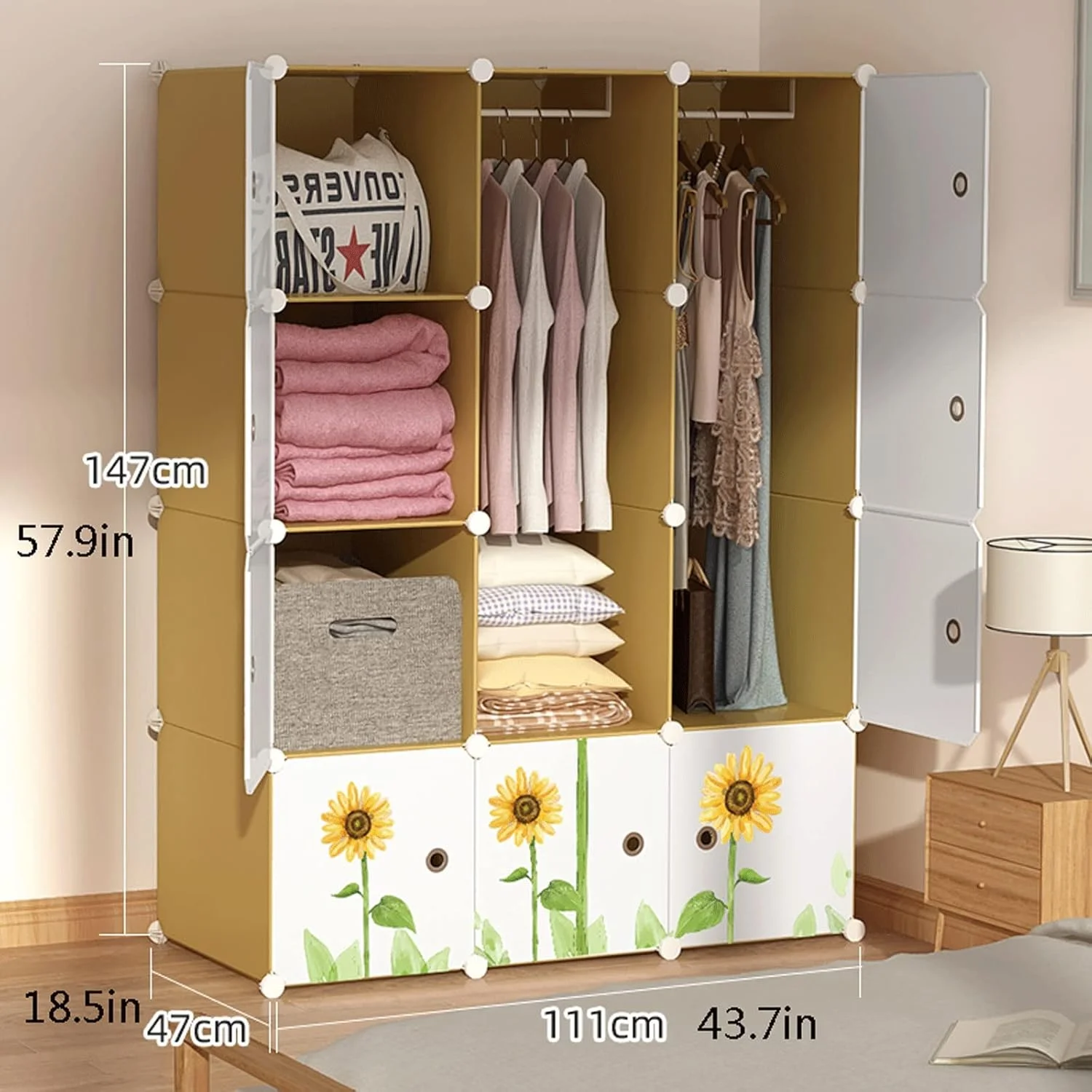 کمد لباس ترکیبی CYairong-22، کمد لباس قابل حمل، کمد ماژولار، قفسه کتاب، اسباب بازی، حوله، سازمان دهنده ایده آل، مونتاژ سریع و آسان