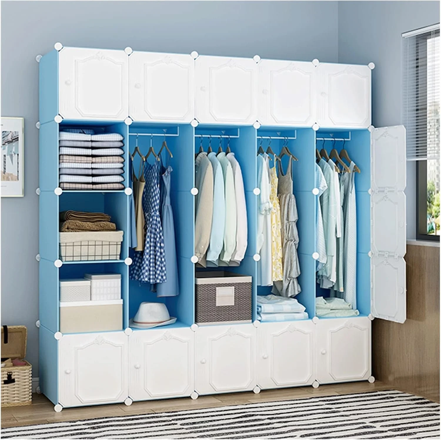 کمد لباس ترکیبی CYairong-22، کمد لباس مکعبی، کمد لباس قابل حمل، کمد لباس، کابینت نگهداری لباس، جعبه نگهداری تاشو، جعبه نگهداری سریع و آسان برای مونتاژ