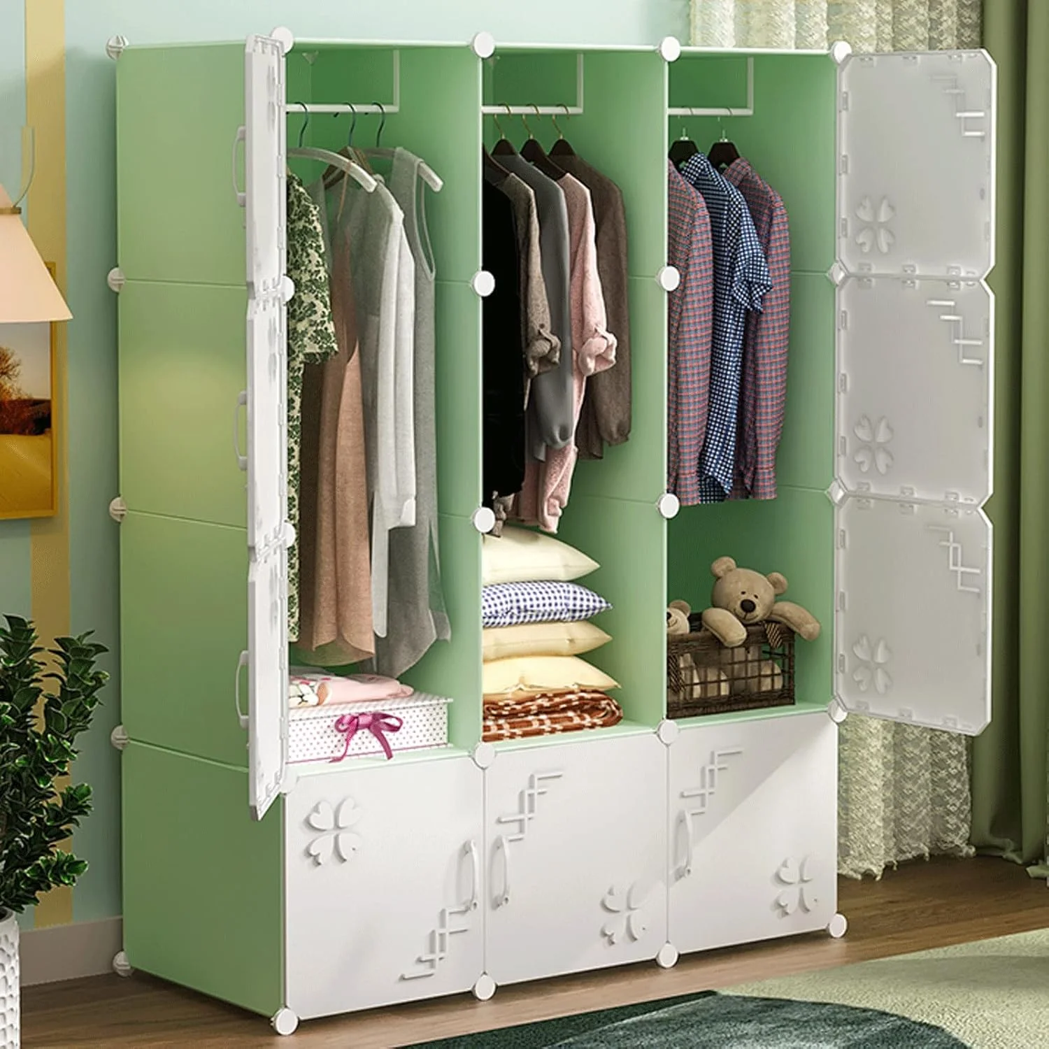 کمد لباس ترکیبی CYairong-22، کمد لباس قابل حمل، کمد لباس ترکیبی، کابینت مدولار، قفسه تاشو مناسب برای نگهداری لباس، کفش و اسباب بازی در اتاق خواب، مونتاژ سریع و آسان (B)