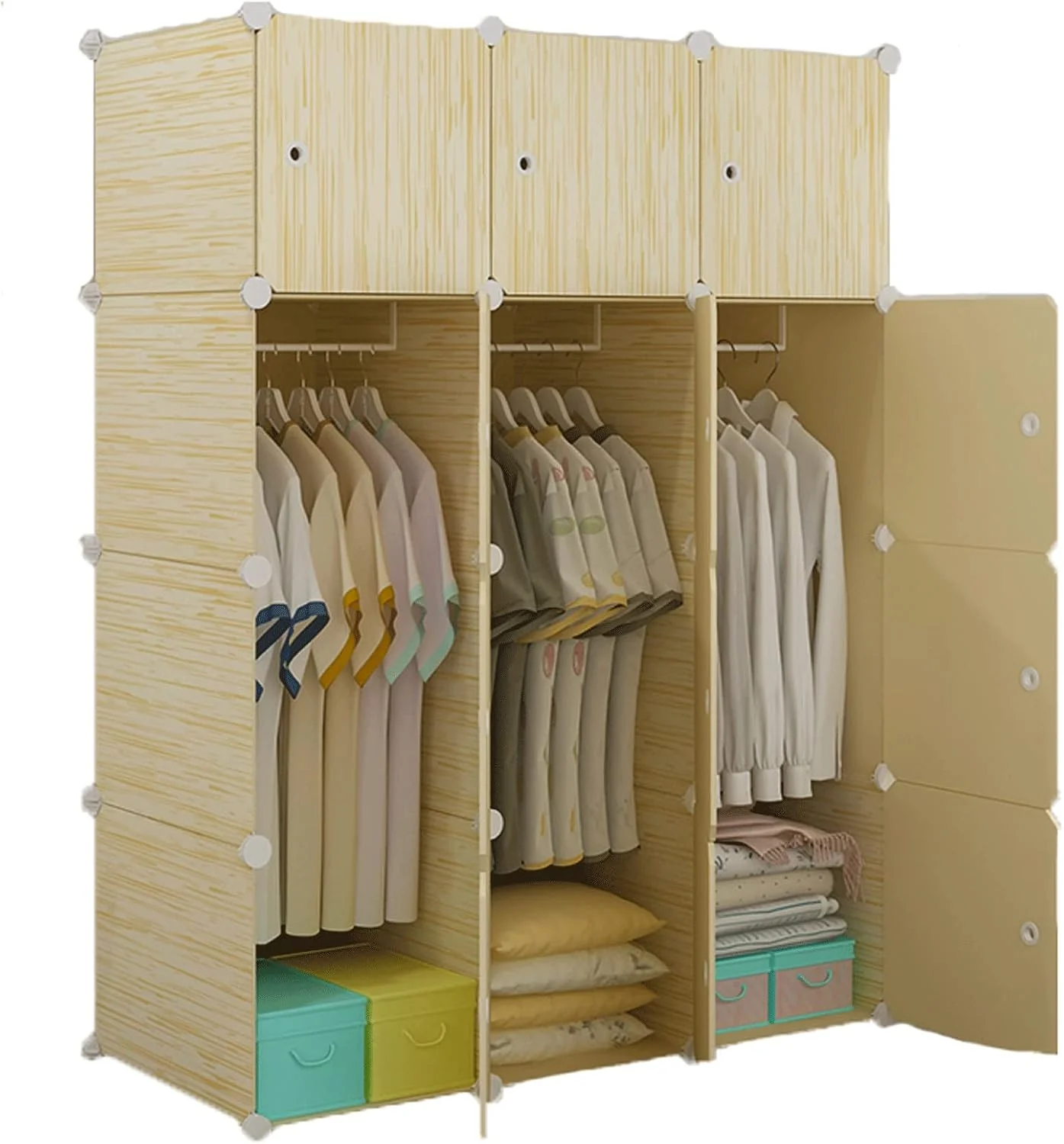 کمد لباس ترکیبی CYairong-22، سازمان دهنده ذخیره سازی کمد لباس، کمد قابل حمل مکعبی، کمد ترکیبی، کابینت های مدولار، صرفه جویی در فضا، مونتاژ سریع و آسان (A)