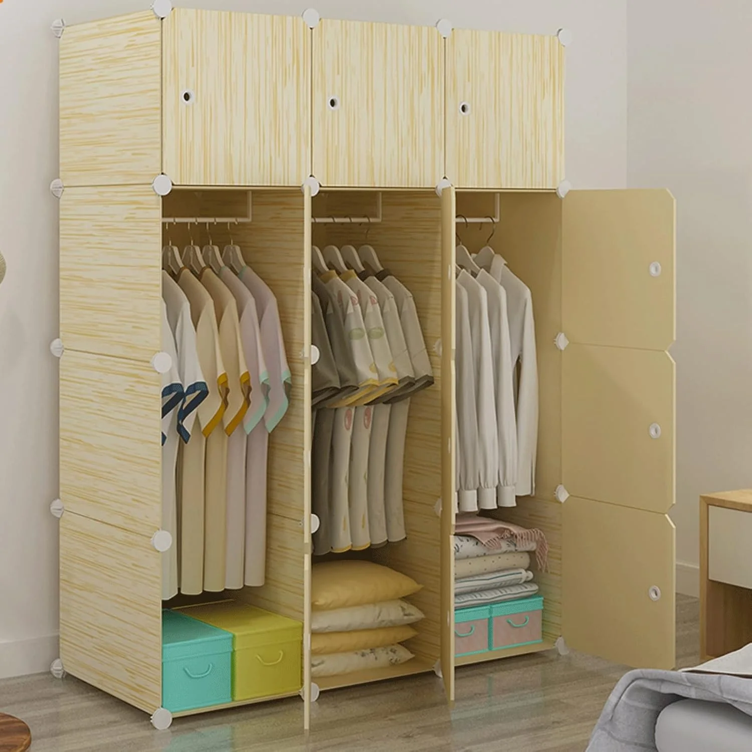 کمد لباس ترکیبی CYairong-22، سازمان دهنده ذخیره سازی کمد لباس، کمد قابل حمل مکعبی، کمد ترکیبی، کابینت های مدولار، صرفه جویی در فضا، مونتاژ سریع و آسان (A)