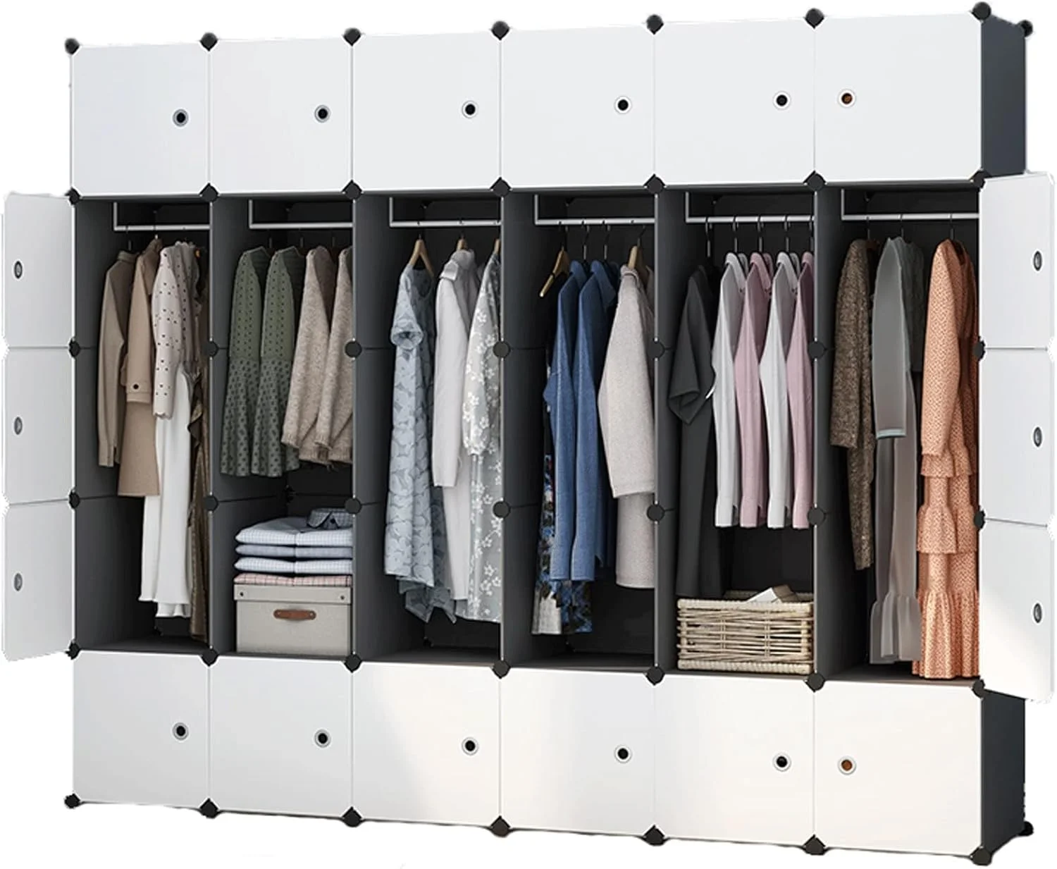 کمد لباس ترکیبی CYairong-22، کمد لباس قابل حمل با درب، قفسه های مکعبی، واحدهای قفسه کتاب مدولار، قفسه های نگهداری لباس، سازمان دهنده اتاق، مونتاژ سریع و آسان