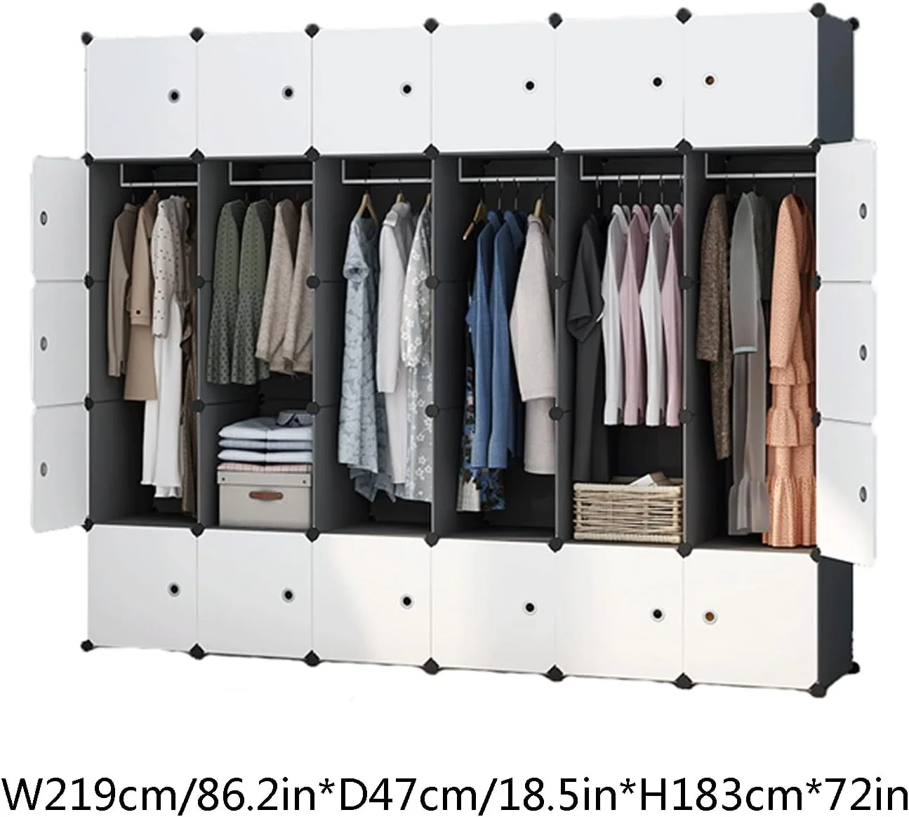 کمد لباس ترکیبی CYairong-22، کمد لباس قابل حمل با درب، قفسه های مکعبی، واحدهای قفسه کتاب مدولار، قفسه های نگهداری لباس، سازمان دهنده اتاق، مونتاژ سریع و آسان
