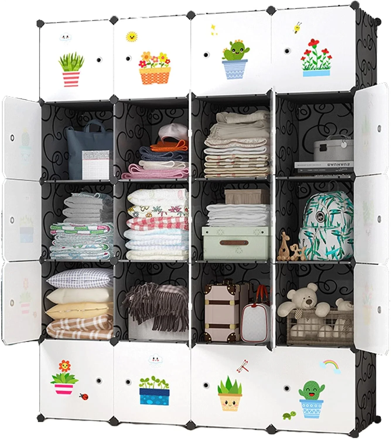 کمد لباس ترکیبی، کمد لباس قابل حمل، سازمان دهنده ذخیره سازی مکعبی برای آویزان کردن لباس، کمد اتاق خواب، بسیار محکم، قوی و بادوام، مونتاژ سریع و آسان