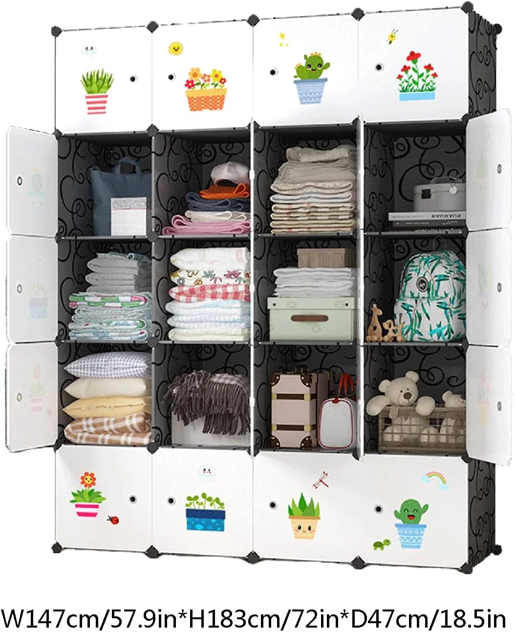کمد لباس ترکیبی، کمد لباس قابل حمل، سازمان دهنده ذخیره سازی مکعبی برای آویزان کردن لباس، کمد اتاق خواب، بسیار محکم، قوی و بادوام، مونتاژ سریع و آسان