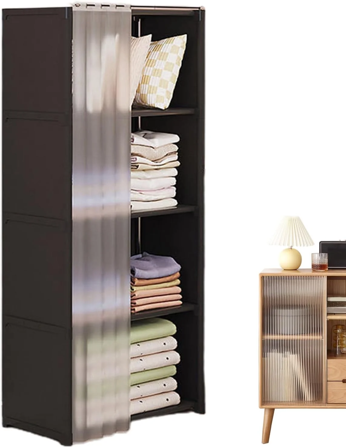 کمد لباس با روکش پارچه ای نبافته، کمد قابل حمل، قفسه سازمان دهنده لباس، قفسه ذخیره سازی کابینت برای اتاق خواب و اتاق نشیمن