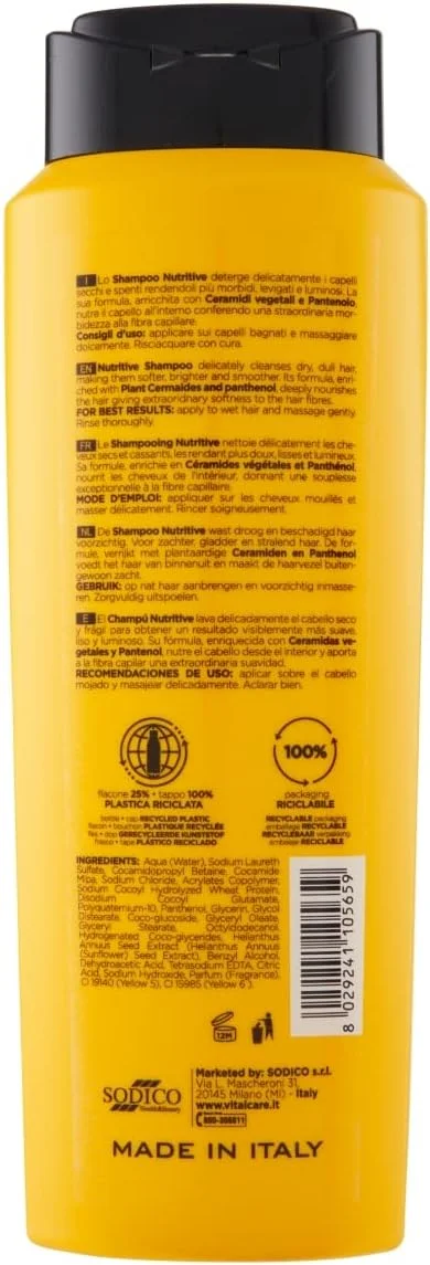 شامپو مغذی و بازسازی کننده موهای خشک و کدر Vitalcare Nutritive حاوی سرامیدهای گیاهی و پانتنول، ۴ عدد ۵۰۰ میلی لیتر