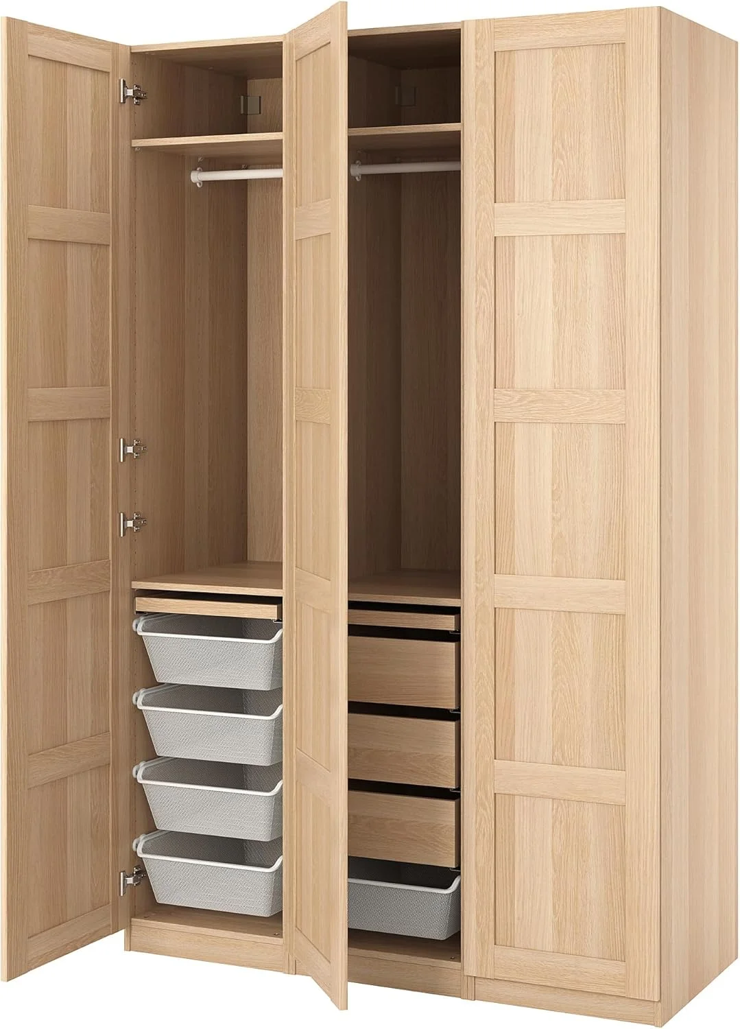 ترکیب کمد لباس PAX/BERGSBO، ۱۵۰x۶۰x۲۳۶ سانتی متر، طرح بلوط لکه دار سفید