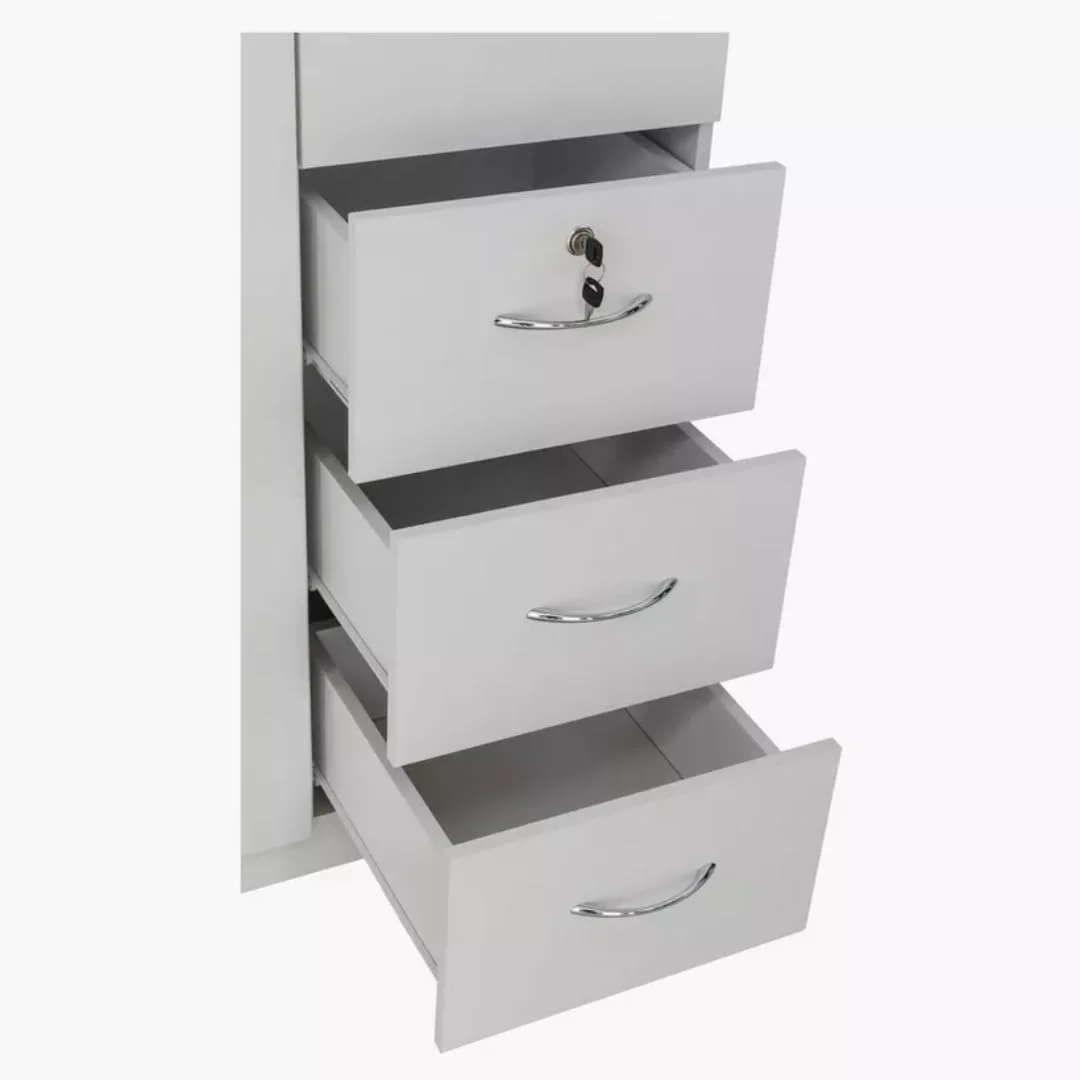 کمد لباس 3 درب Bucholz برای اتاق خواب با 3 کشو و 3 قفسه | کمد برای خانه | کمد لباس اتاق خواب | کمد چوبی مهندسی شده (سفید)