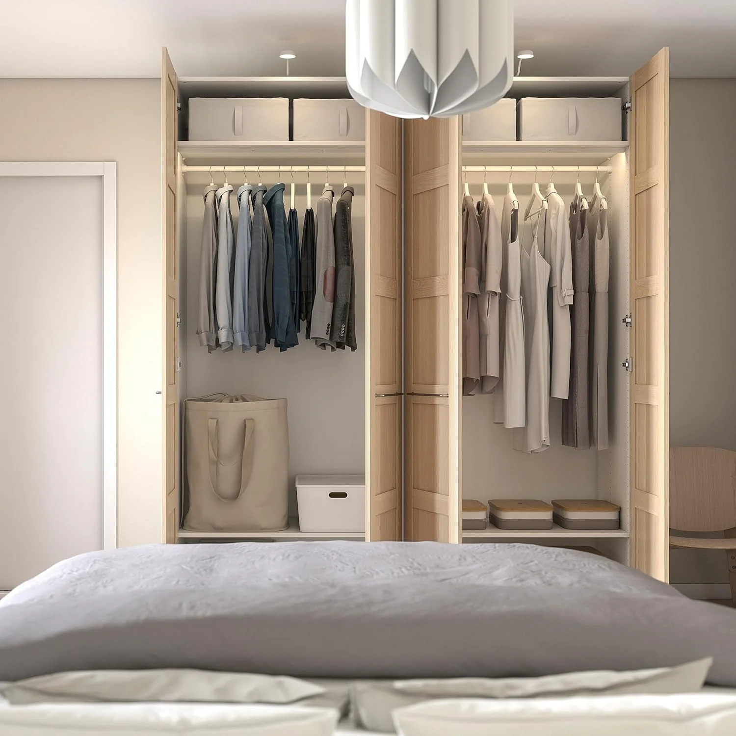 کمد لباس PAX/BERGSBO، 200x60x236 سانتی متر، سفید/طرح بلوط سفید رنگ شده