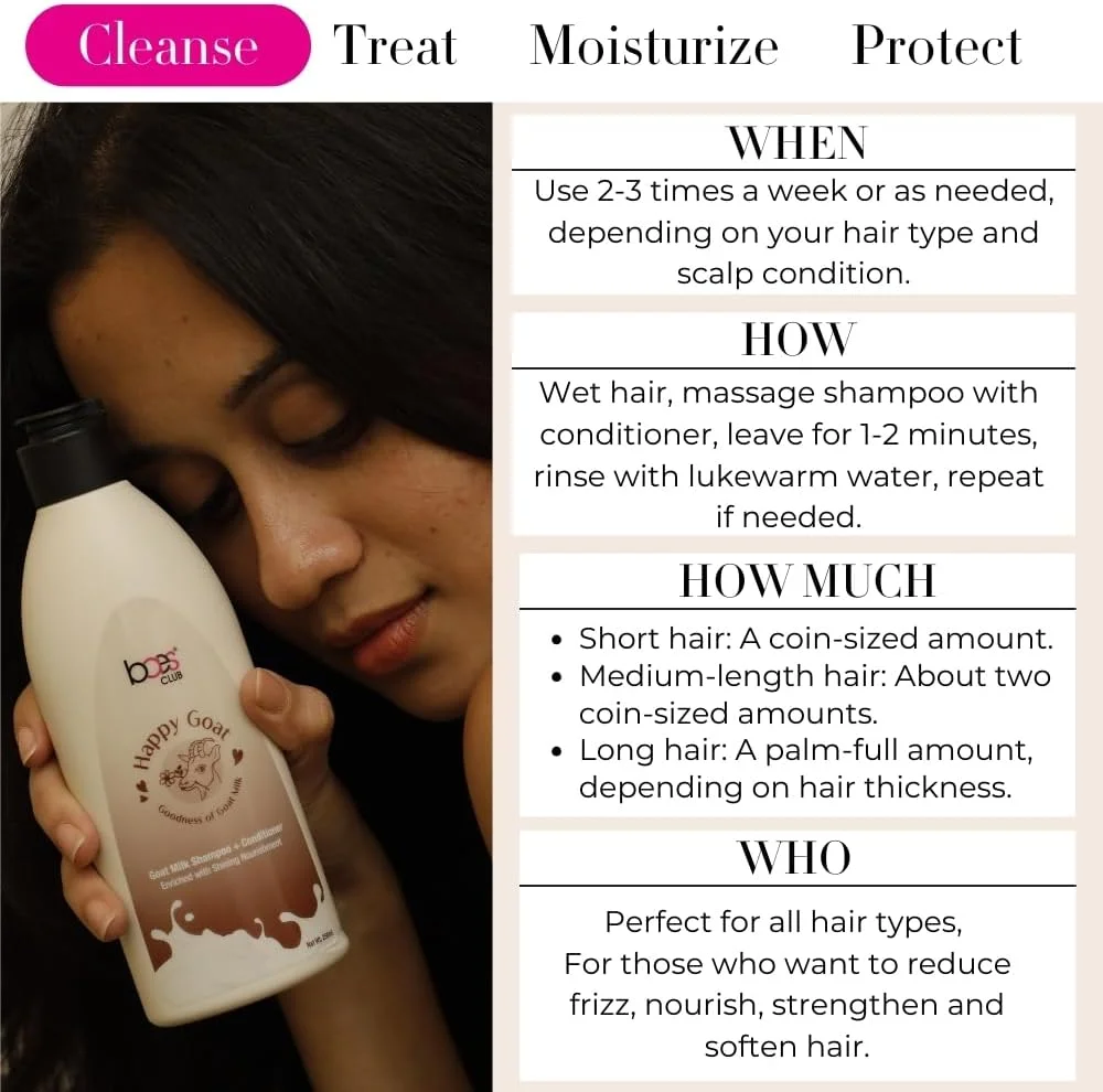 شامپو و نرم کننده 2 در 1 شیر بز Baes Club | حاوی شیر بز، پروتئین شیر هیدرولیز شده و آلوئه ورا | مناسب برای موهای خشک و آسیب دیده - 250 میلی لیتر