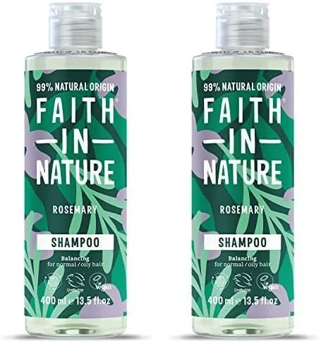 فیث این نیچر | 400 میلی لیتر | شامپو رزماری متعادل کننده برای موهای معمولی/چرب | 99% مواد طبیعی | مراقبت از مو وگان و بدون تست حیوانی (بسته 2 عددی)