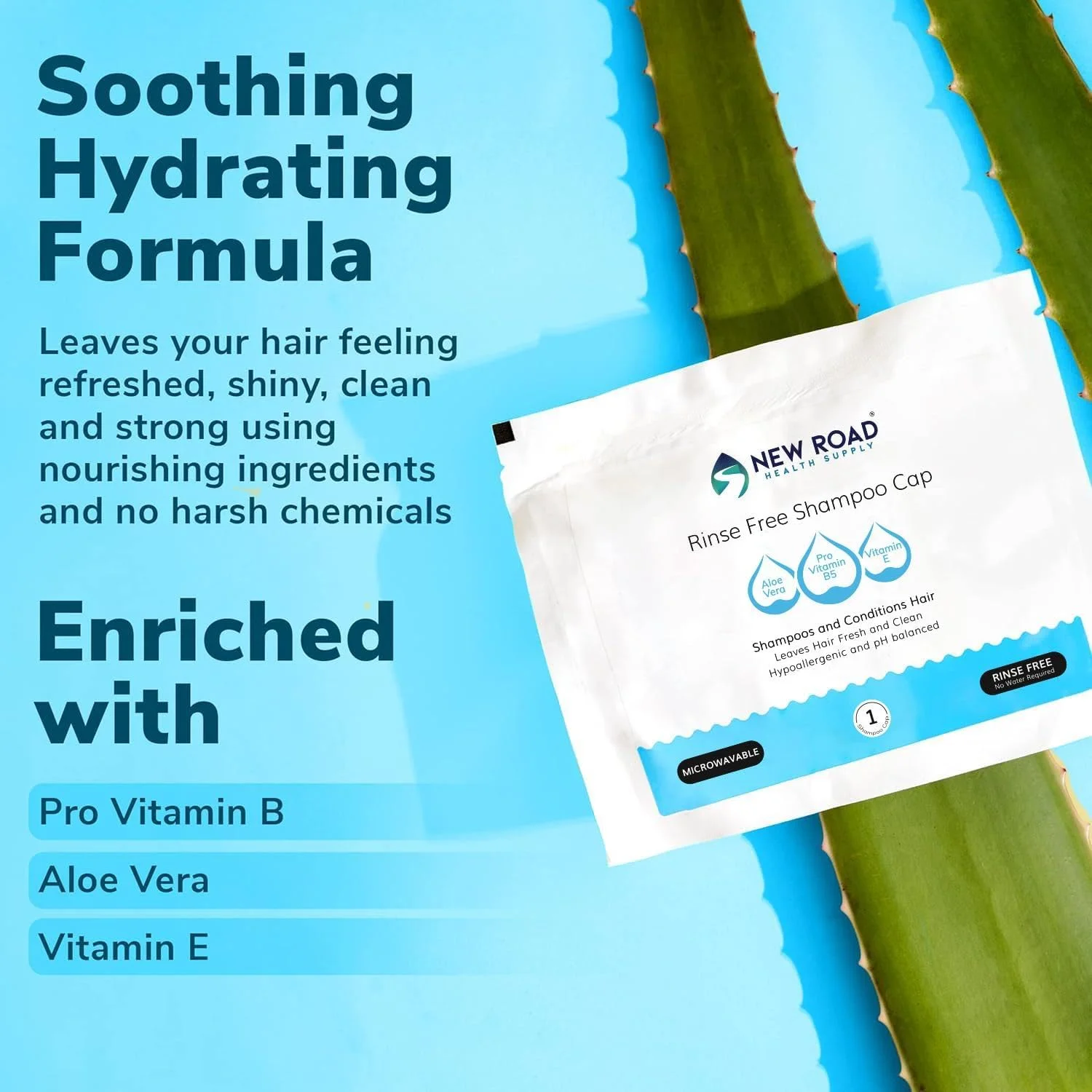 کلاه شامپو بدون نیاز به آبکشی Revive از New Road Health Supply، شامپو و نرم کننده مو بدون آب، دارای PH متعادل و ضد حساسیت، ایده آل برای افراد مسن و بعد از عمل جراحی، بسته 6 عددی