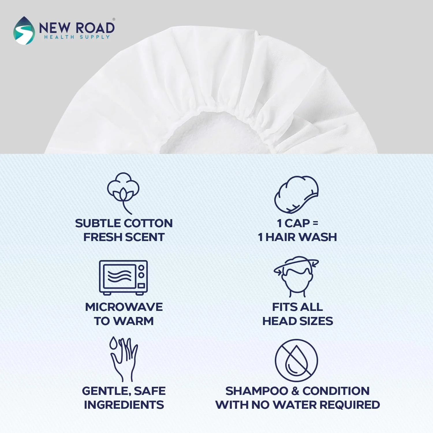 کلاه شامپو بدون نیاز به آبکشی Revive از New Road Health Supply، شامپو و نرم کننده مو بدون آب، دارای PH متعادل و ضد حساسیت، ایده آل برای افراد مسن و بعد از عمل جراحی، بسته 6 عددی