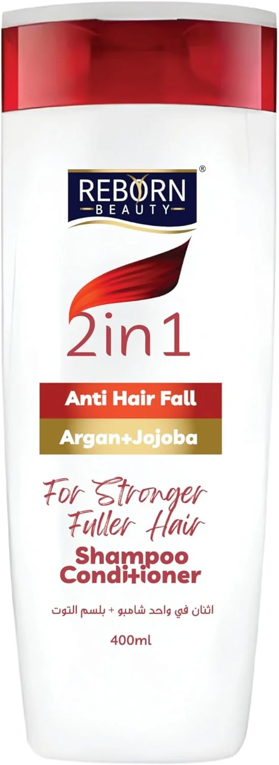 شامپو نرم کننده 2 در 1 ضد ریزش مو ریبورن بیوتی، حاوی آرگان و جوجوبا، 400 میلی لیتر