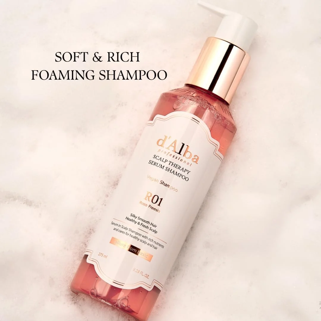 شامپو سرم تراپی ترمیم کننده پوست سر حرفه ای دآلبا (رز و فریزیا)
