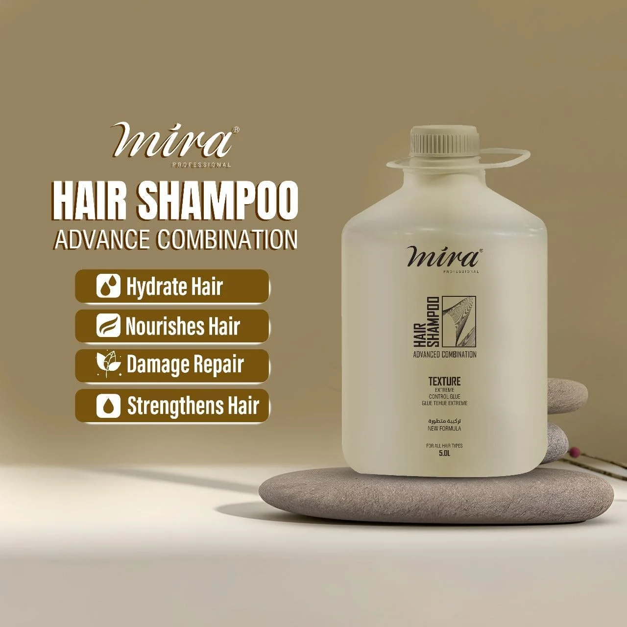 شامپو موی حرفه ای میرا 5 لیتری برای آقایان و بانوان | ترمیم کننده موهای خشک، آسیب دیده و تحت فشار با مواد طبیعی شامپو موی حرفه ای میرا 5 لیتری برای آقایان و بانوان | ترمیم کننده موهای خشک، آسیب دیده و تحت فشار با مواد طبیعی