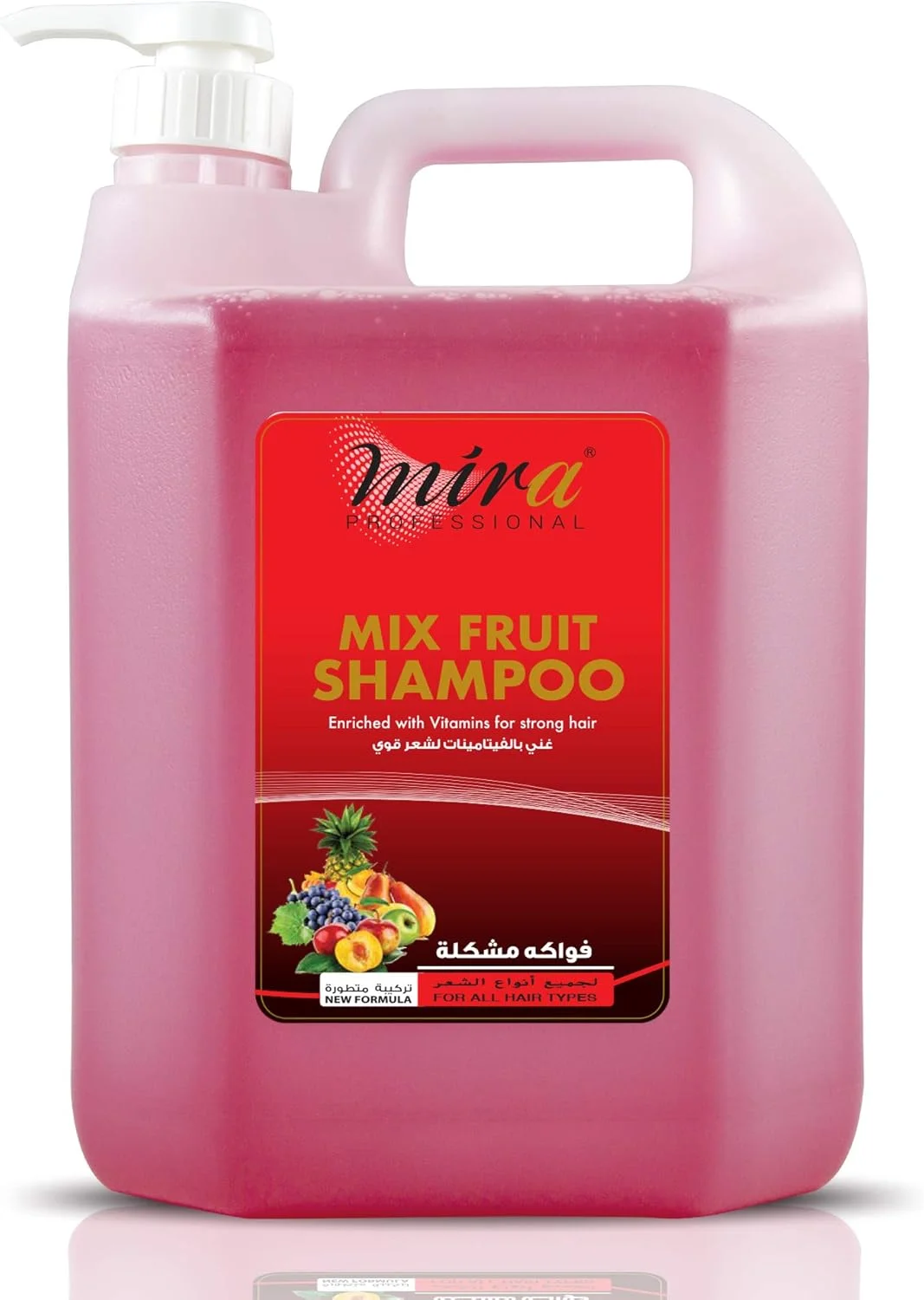 شامپو میوه ای حرفه ای میرا (غنی شده با ویتامین ها برای موهای قوی) 5 لیتری | شامپو مغذی برای موهای خشک و آسیب دیده | فرمول مرطوب کننده با عصاره میوه | مناسب برای سالن ها و اسپا