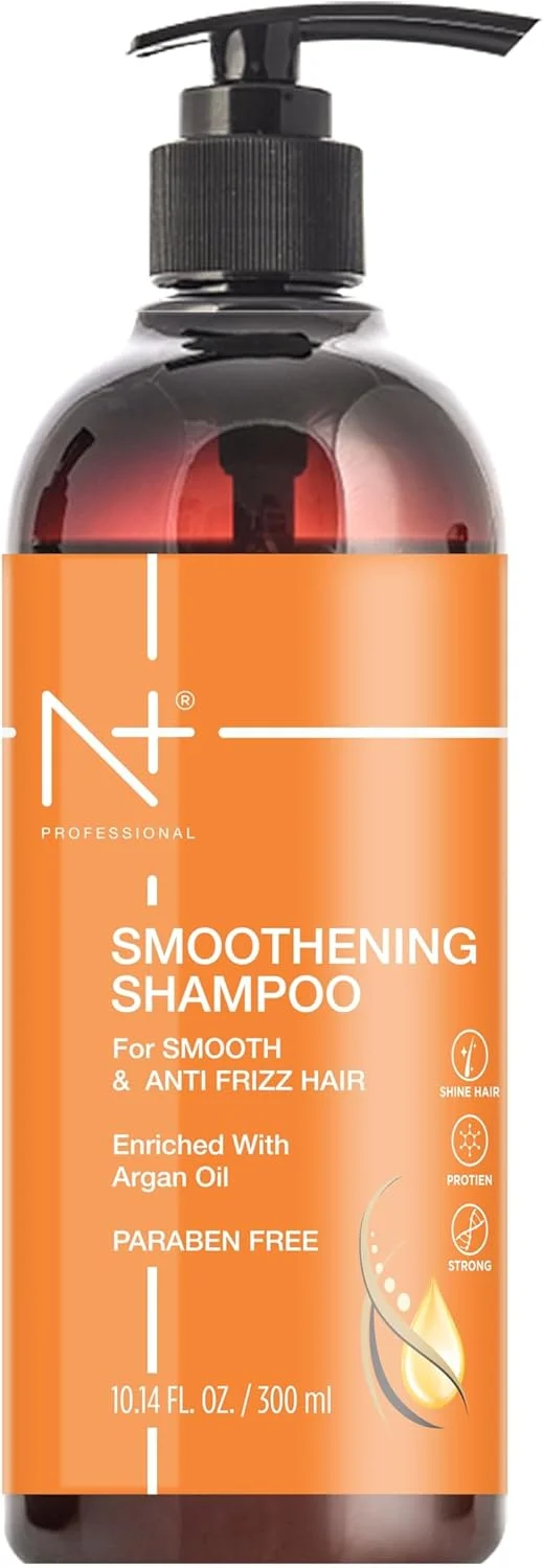 شامپو صاف کننده حرفه ای ان پلاس، برای موهای صاف و ضد وز، غنی شده با روغن آرگان، بدون پارابن، 1 عدد