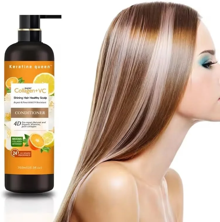 شامپو پروتئین کوئین کراتین سوپر کلاژن + VC درخشان کننده مو 4D، ترمیم کننده و مغذی پوست سر و مقاوم در برابر اشعه ماوراء بنفش، 750 میلی لیتر