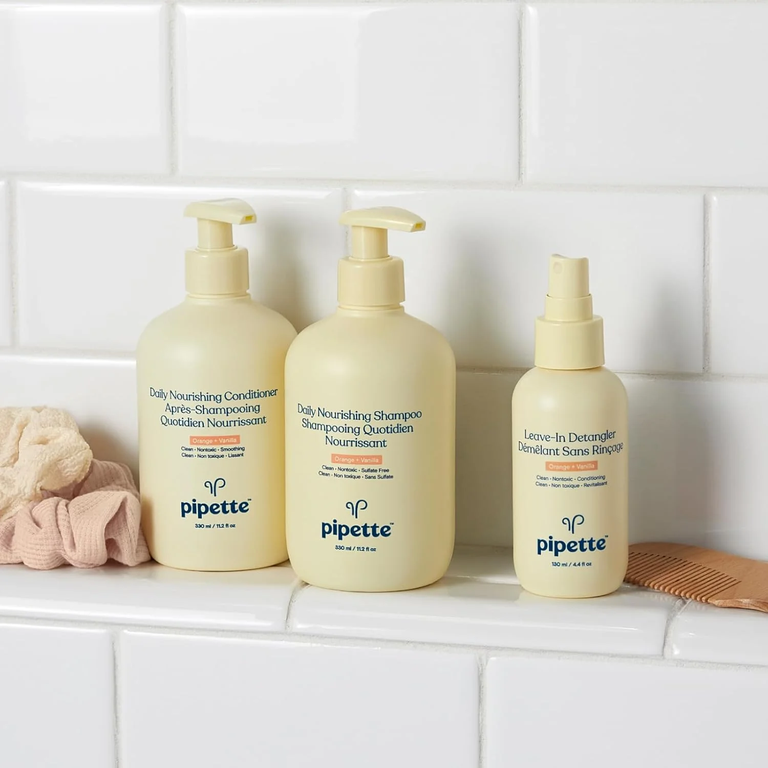 شامپو مغذی روزانه Pipette - شامپو بدون اشک برای کودکان، افزایش رطوبت، اسکوالان و کینوا 100% گیاهی، رایحه پرتقال + وانیل، 330 میلی لیتر